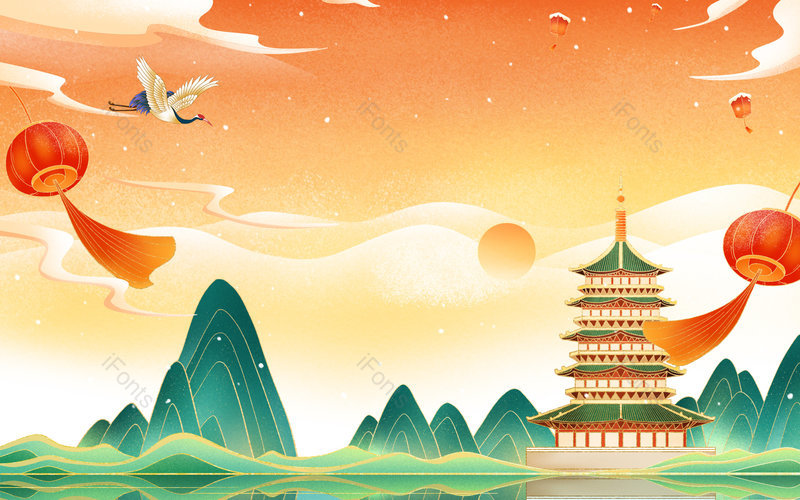 中国风国潮风格电商平面广告背景图,插画/手绘图,插画/手绘图库,插画/手绘图下载,插画/手绘